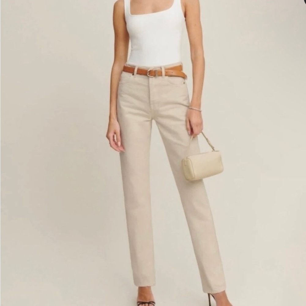 Reformation Cynthia High Rise Straight in Almond